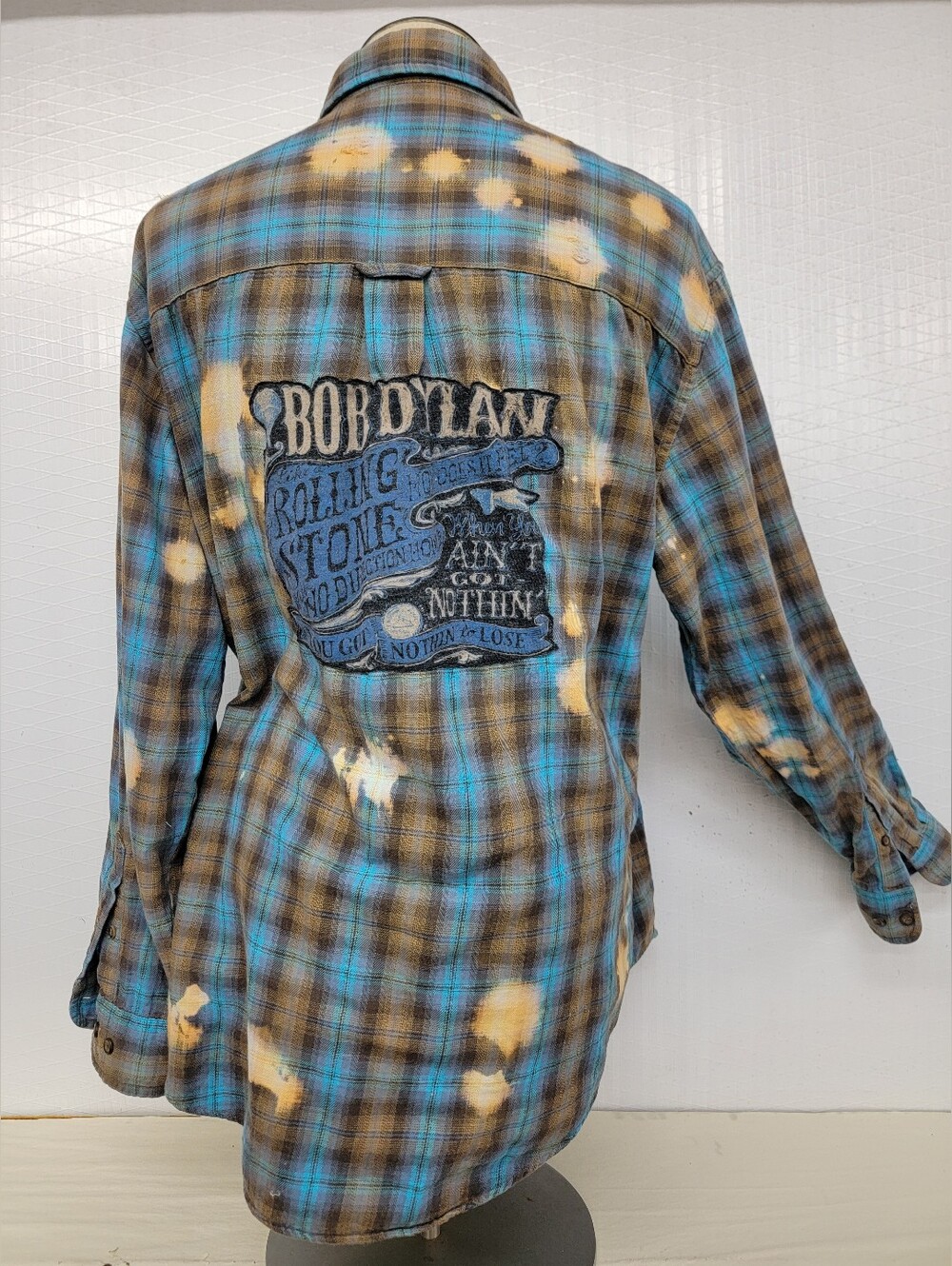 Bob Dylan Flannel Shirt Upcycled Vintage